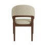 Round Walnut Dining Table Set with 4 Beige Upholstered Chairs - Seats 4 - Owen