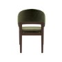 Round Walnut Dining Table Set with 4 Olive Green Velvet Chairs - Seats 4 - Leona