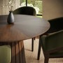 Round Walnut Dining Table Set with 4 Olive Green Velvet Chairs - Seats 4 - Owen