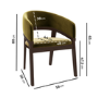 Set of 4 Walnut & Olive Green Velvet Curved Dining Chairs - Owen