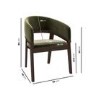Set of 6 Walnut & Olive Green Velvet Curved Dining Chairs - Owen