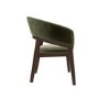 Set of 6 Walnut & Olive Green Velvet Curved Dining Chairs - Owen