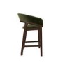Set of 4 Walnut & Olive Green Velvet Curved Kitchen Stools with Backs - Owen