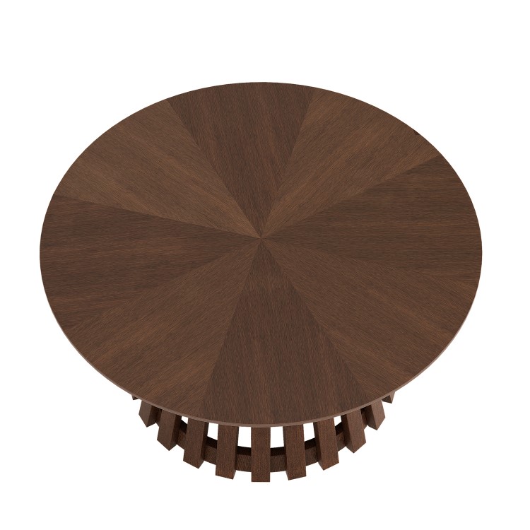 Large Round Walnut Pedestal Coffee Table - Owen