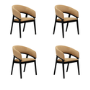 Set of 4 Black and Brown Velvet Curved Dining Chairs - Owen