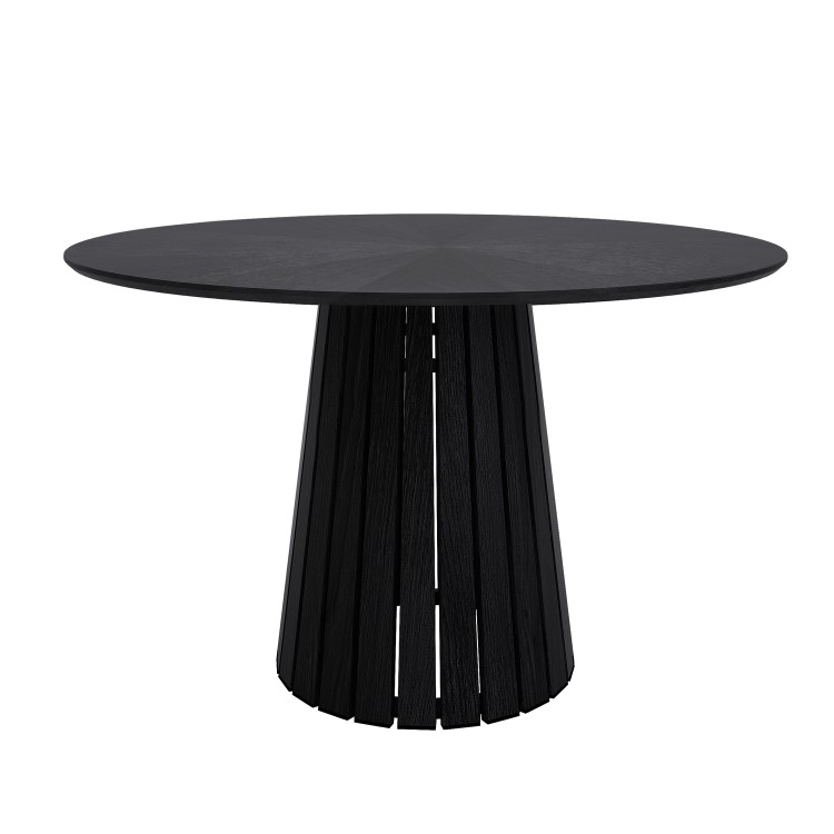 Round Black Dining Table Set with 4 Brown Velvet Chairs - Seats 4 - Owen