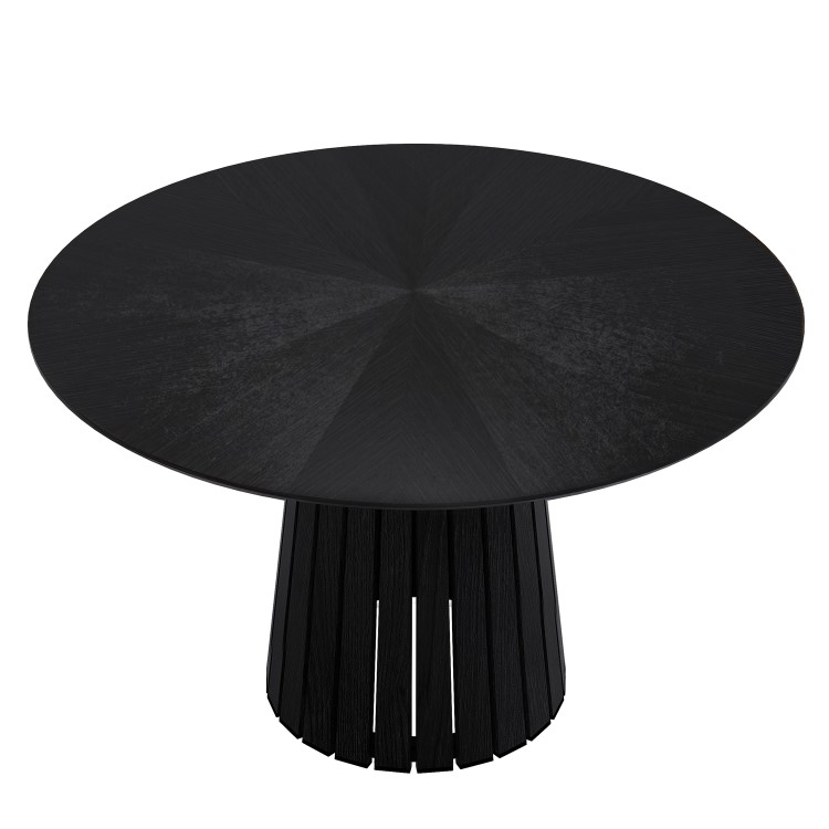 Round Black Dining Table Set with 4 Brown Velvet Chairs - Seats 4 - Owen