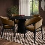 Round Black Dining Table Set with 4 Brown Velvet Chairs - Seats 4 - Owen