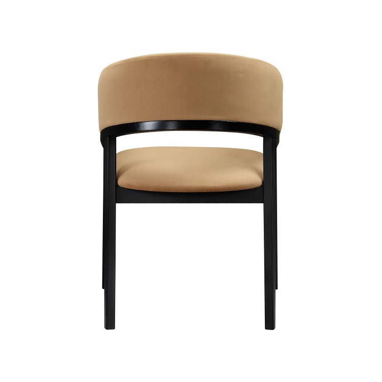 Round Black Dining Table Set with 4 Brown Velvet Chairs - Seats 4 - Owen