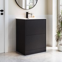 ALMOST PERFECT - 600mm Black Freestanding Vanity Unit with Basin - Palma