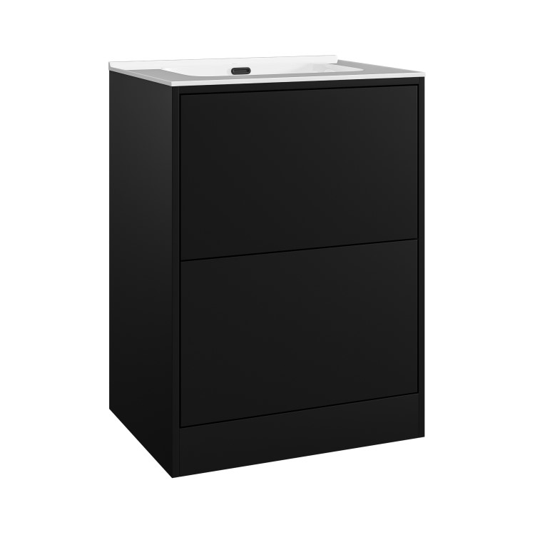 ALMOST PERFECT - 600mm Black Freestanding Vanity Unit with Basin - Palma