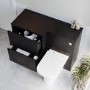 1100mm Black Left Hand Toilet and Sink Unit with Square Toilet and Chrome Push Button - Palma