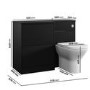 1100mm Black Left Hand Toilet and Sink Unit with Square Toilet and Chrome Push Button - Palma