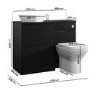 1100mm Black Left Hand Toilet and Sink Unit with Triangular Countertop Basin and Brushed Brass Push Button - Palma