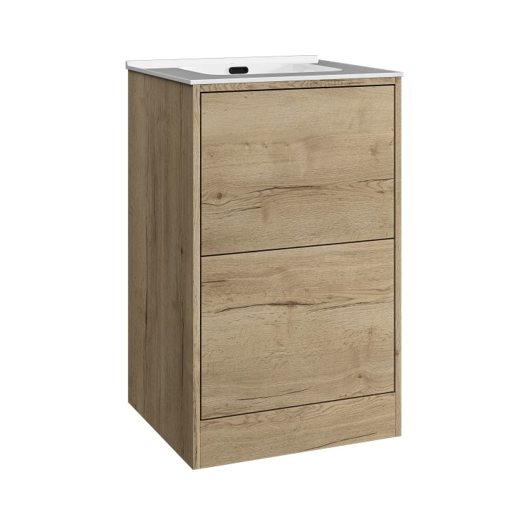 500mm Wood Effect Freestanding Vanity Unit with Basin - Palma