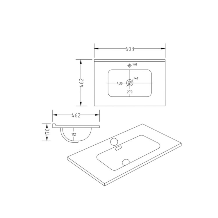 600mm Wood Effect Freestanding Vanity Unit with Basin - Palma