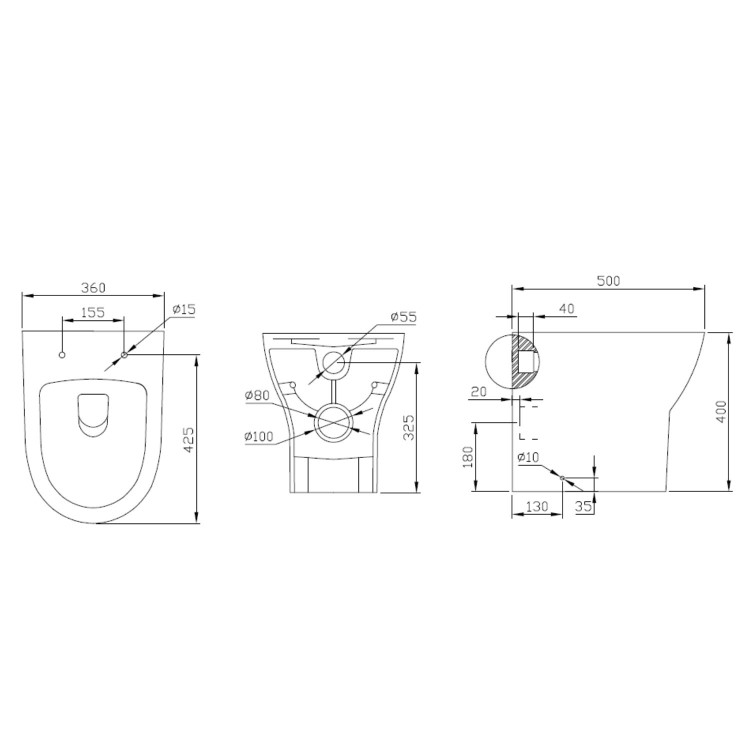 1100mm Wood Effect Left Hand Toilet and Sink Unit with Round Toilet and Brushed Brass Push Button- Palma
