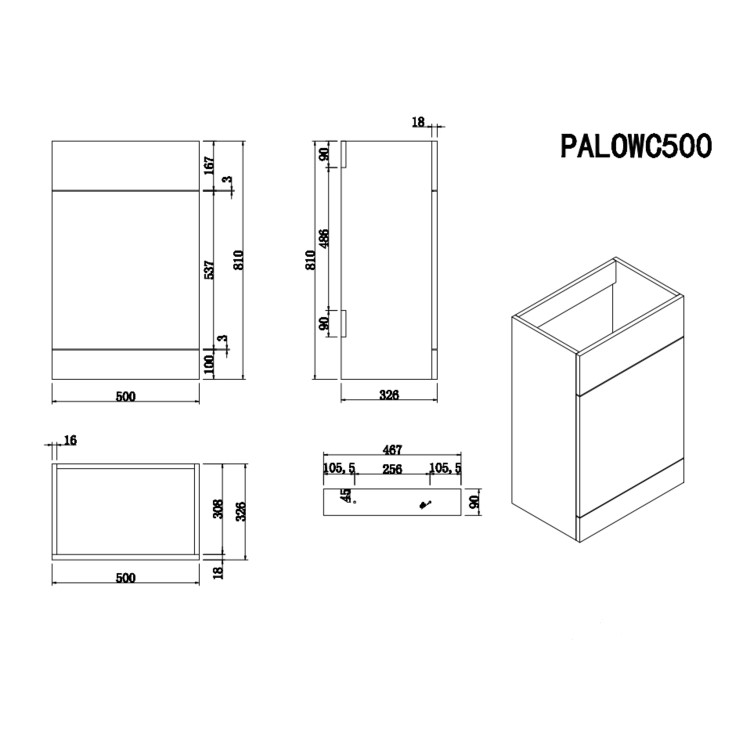 1100mm Wood Effect Right Hand Toilet and Sink Unit with Triangular Basin and Matt Black Push Button - Palma