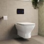 Wall Hung Rimless Toilet with Soft Close Seat, Black Glass Sensor Flush Plate, 820mm Frame & Cistern – Palma