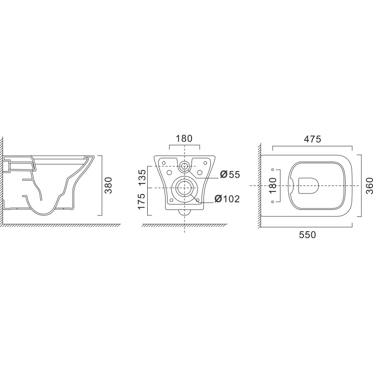 GRADE A1 - Wall Hung Rimless Toilet with Soft Close Seat - Palma