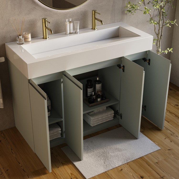 1200mm Green Freestanding Double Vanity Unit with Basin - Panama