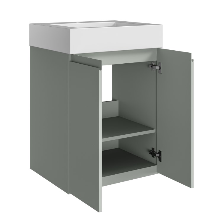 600mm Green Freestanding Vanity Unit with Basin - Panama