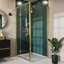 Grade A1 - Brushed Brass 8mm Glass Rectangular Hinged Shower Enclosure 1000x800mm - Pavo