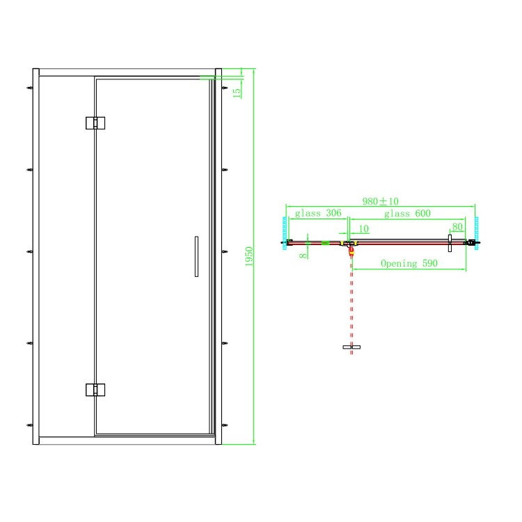 1200 x 800mm Brushed Brass Rectangular Hinged Shower Enclosure with Low Profile Shower Tray - Pavo