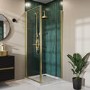 Brushed Brass 8mm Glass Square Hinged Shower Enclosure 800mm - Pavo