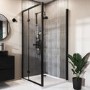 1200x700mm Black 8mm Glass Rectangular Hinged Shower Enclosure - Pavo