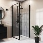 900mm Black 8mm Glass Square Hinged Shower Enclosure - Pavo