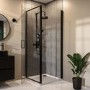 900mm Black 8mm Glass Square Hinged Shower Enclosure - Pavo