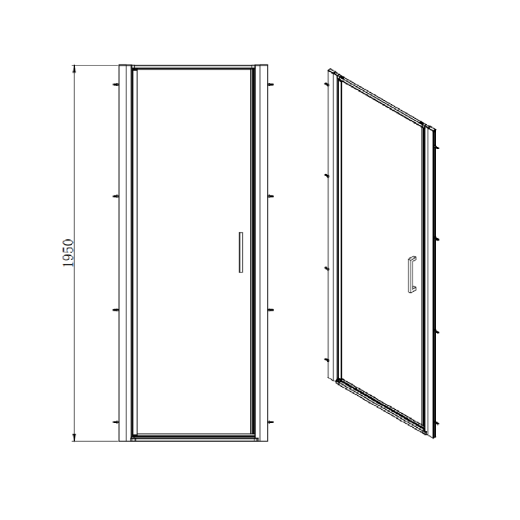 900mm Black 8mm Glass Square Hinged Shower Enclosure - Pavo
