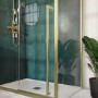 ONLY OPENED - 1200x800mm Brushed Brass 8mm Glass Sliding Shower Enclosure with Extended Handle - Pavo