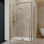 ONLY OPENED - 1200x800mm Brushed Brass 8mm Glass Sliding Shower Enclosure with Extended Handle - Pavo