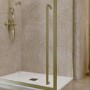 ONLY OPENED - 1200x800mm Brushed Brass 8mm Glass Sliding Shower Enclosure with Extended Handle - Pavo