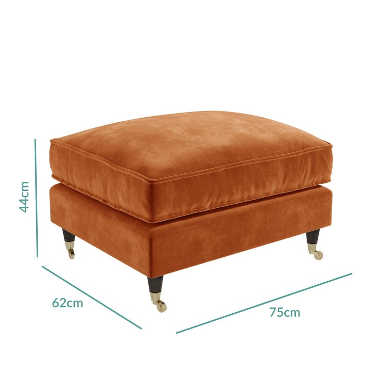 Orange Velvet Love Seat and Footstool - Payton