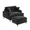 Grey Velvet Loveseat and Footstool - Payton