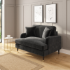 Grey Velvet Loveseat and Footstool - Payton