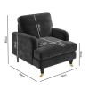 Charcoal Velvet Armchair and Footstool Set - Payton