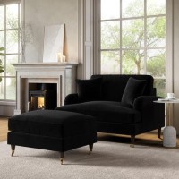 Black Velvet Love Seat and Footstool- Payton Black Velvet Love Seat and Footstool- Payton