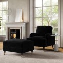 BUN/PAY033/85935 Black Velvet Armchair and Footstool - Payton