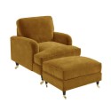BUN/PAY045/85936 Mustard Velvet Armchair and Footstool Set - Payton