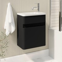 410mm Black Wall Hung Cloakroom Vanity Unit with Basin - Pendle