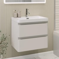 ONLY OPENED - 600mm Beige Wall Hung Vanity Unit with Basin - Pendle