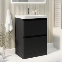 600mm Black Freestanding Vanity Unit with Basin - Pendle