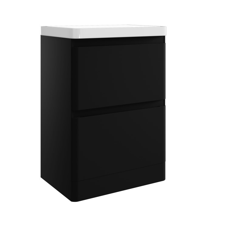 600mm Black Freestanding Vanity Unit with Basin - Pendle