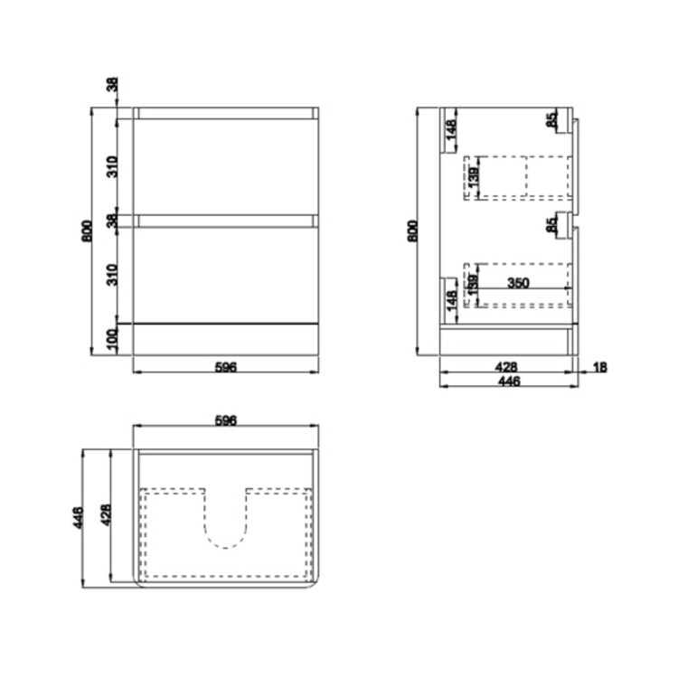 600mm Black Freestanding Vanity Unit with Basin - Pendle