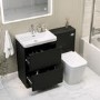 1100mm Black Toilet and Sink Unit with Square Toilet - Pendle
