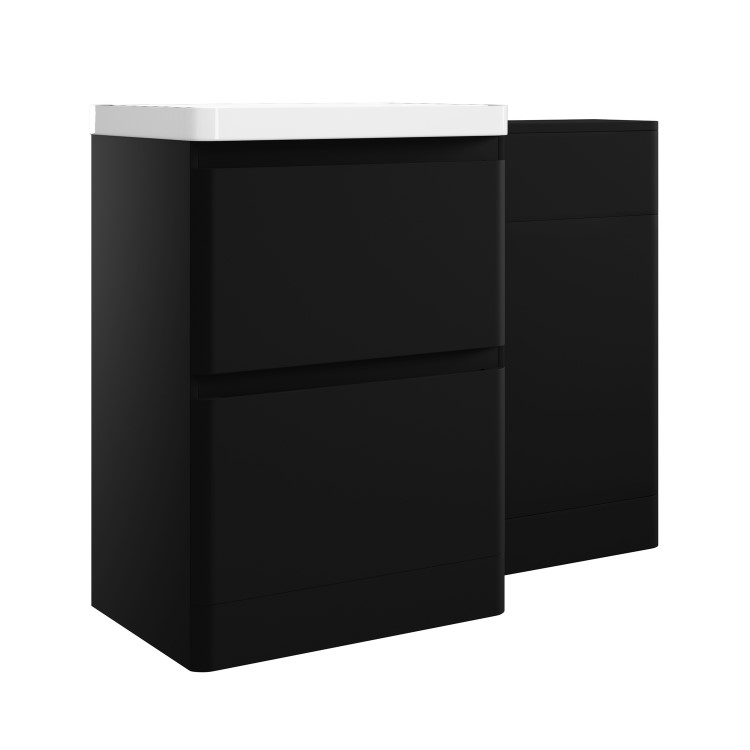 1100mm Black Toilet and Sink Unit with Square Toilet - Pendle